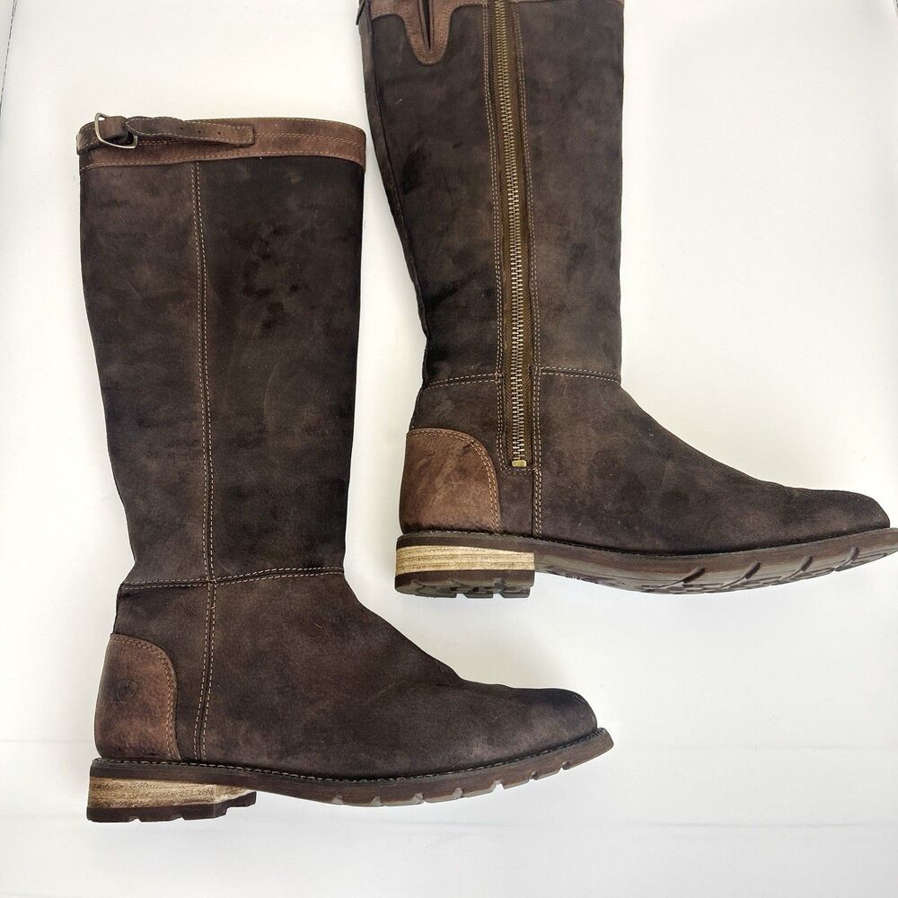 Ariat Creswell Tall Riding Boots Womens Sz 7.5 B Brown Suede H20 Waterproof